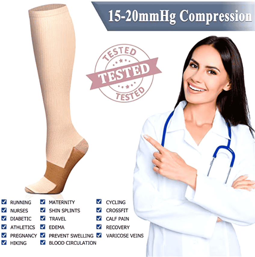 Copper Fiber Compression Socks 15-20mmHg