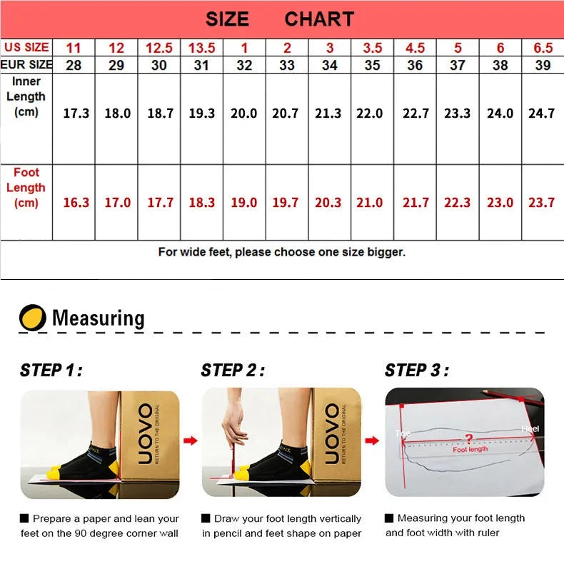 UOVO Kid's Winter Ankle Boots