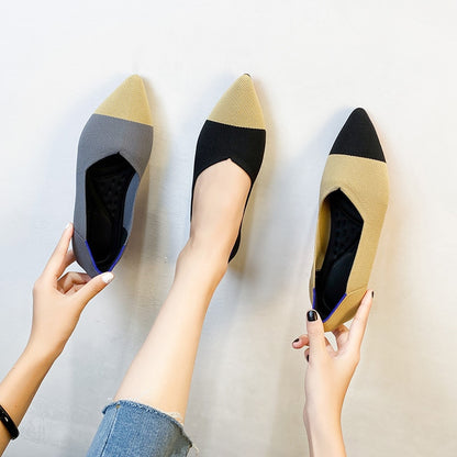 Colorblock Pointed Toe Flexi-Flats
