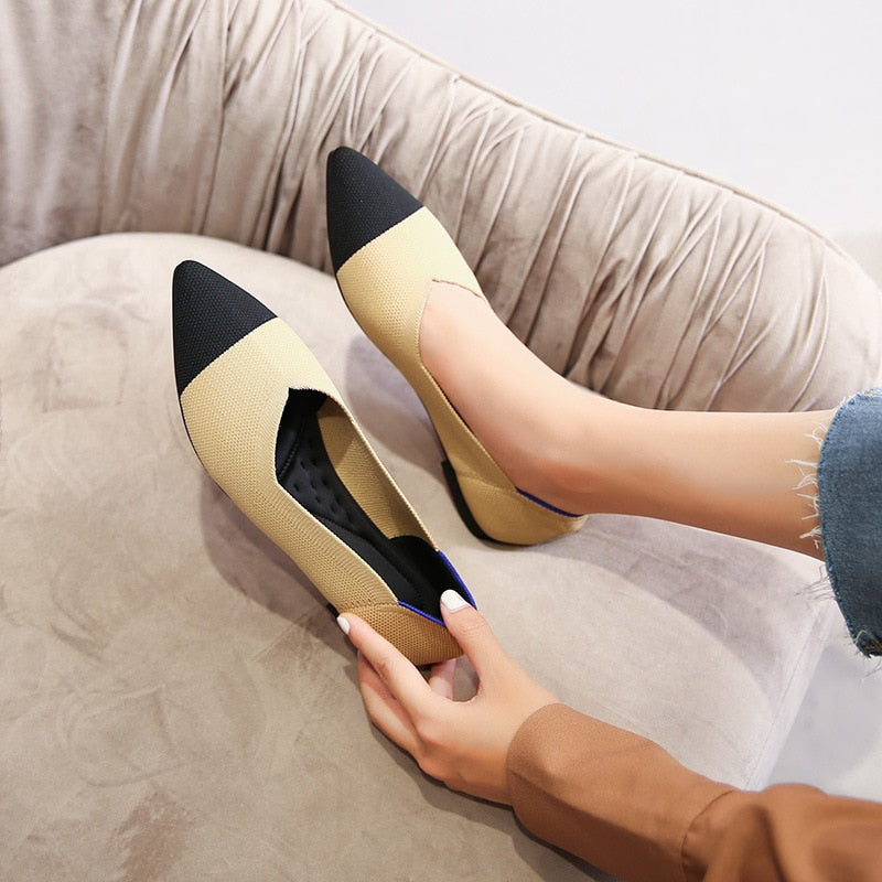 Colorblock Pointed Toe Flexi-Flats