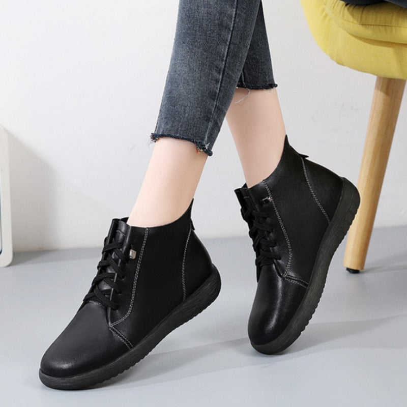 Leather Lace-Up Ankle Boots