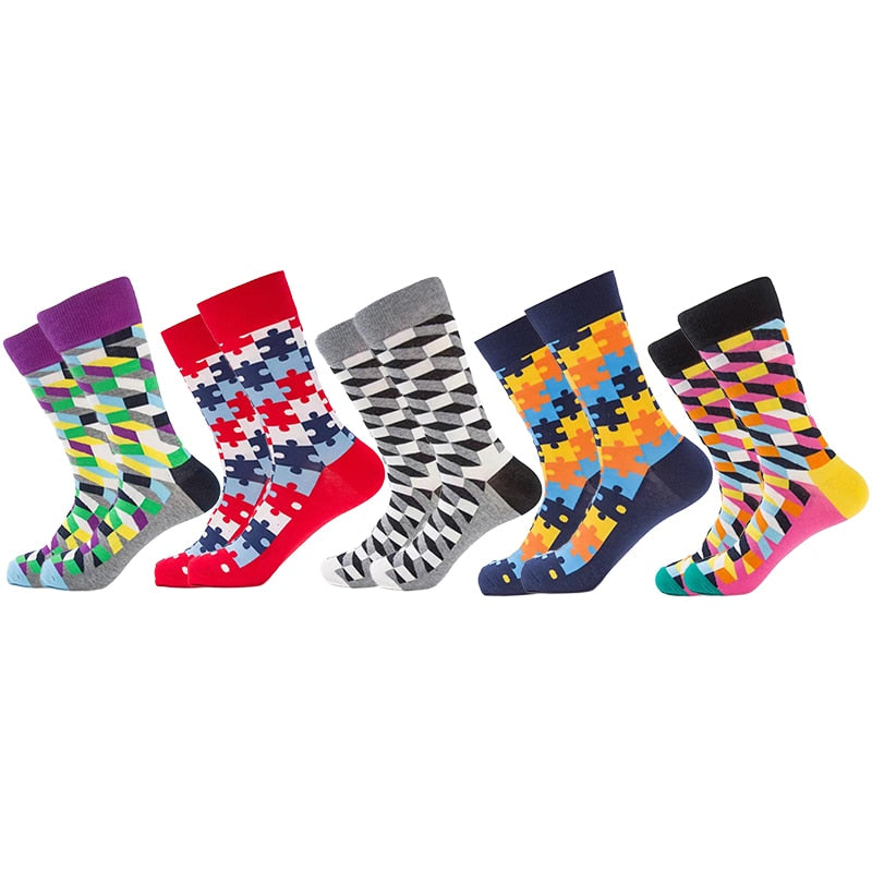 5 Pairs Geometric Print Socks